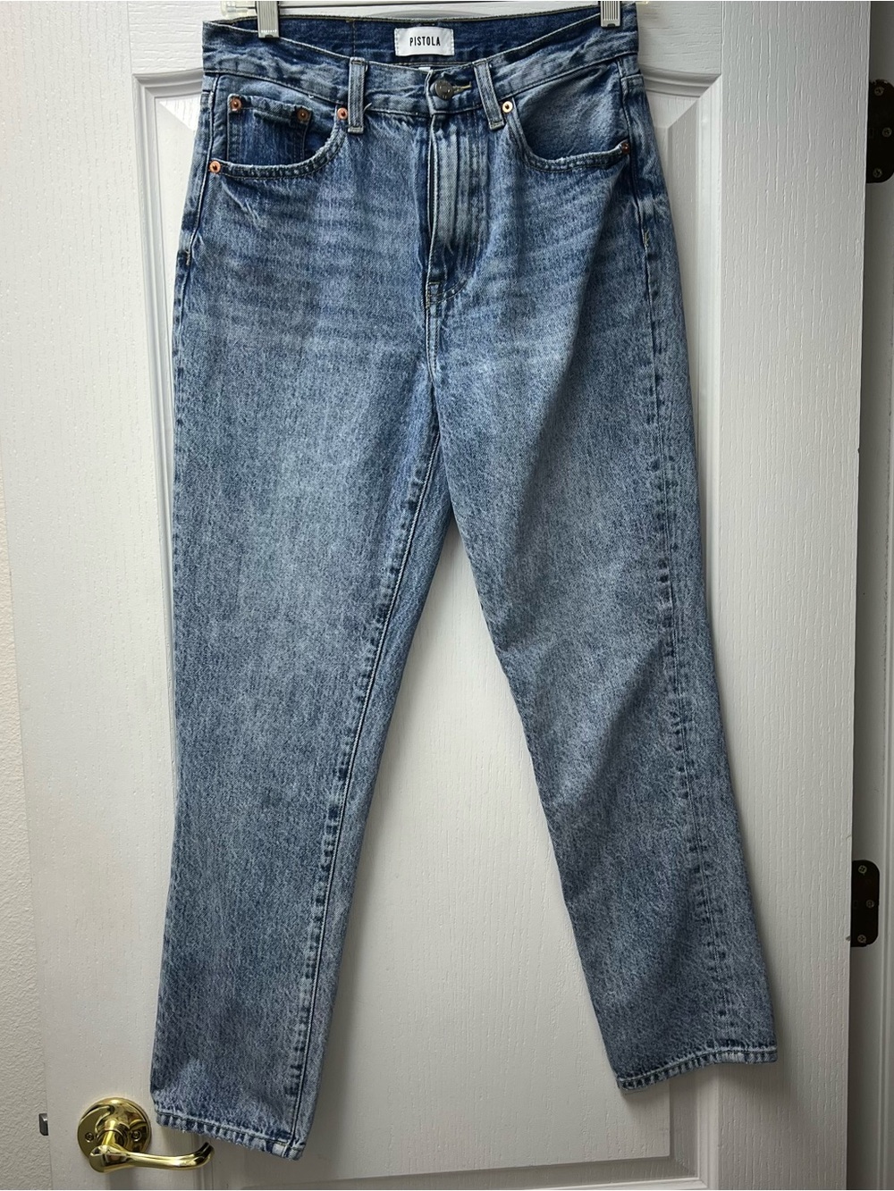 Pistola Med Wash High Rise Tapered Leg Sz 26